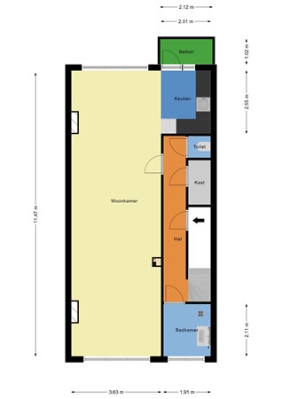 Floorplan - Nobelstraat 81A01, 3039 SJ Rotterdam